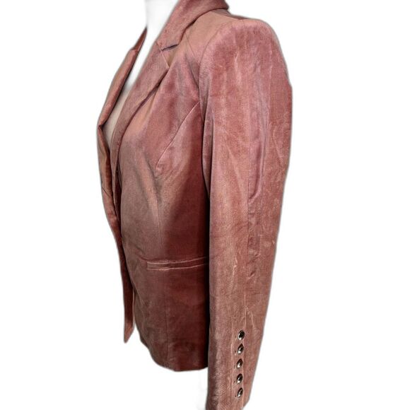 White House Black Market Pink Velvet Blazer Suit Jacket Womens Designer - Picture 6 of 7